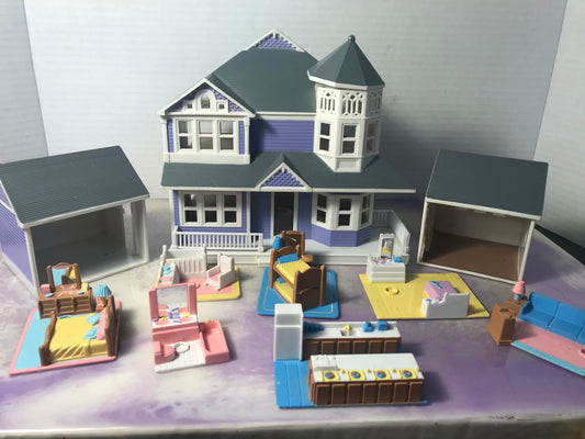 Vintage Polly Pocket Styled Galoob My Pretty Dollhouse Lot!  - Mansion and Rooms - Rare Vintage Mini Playset